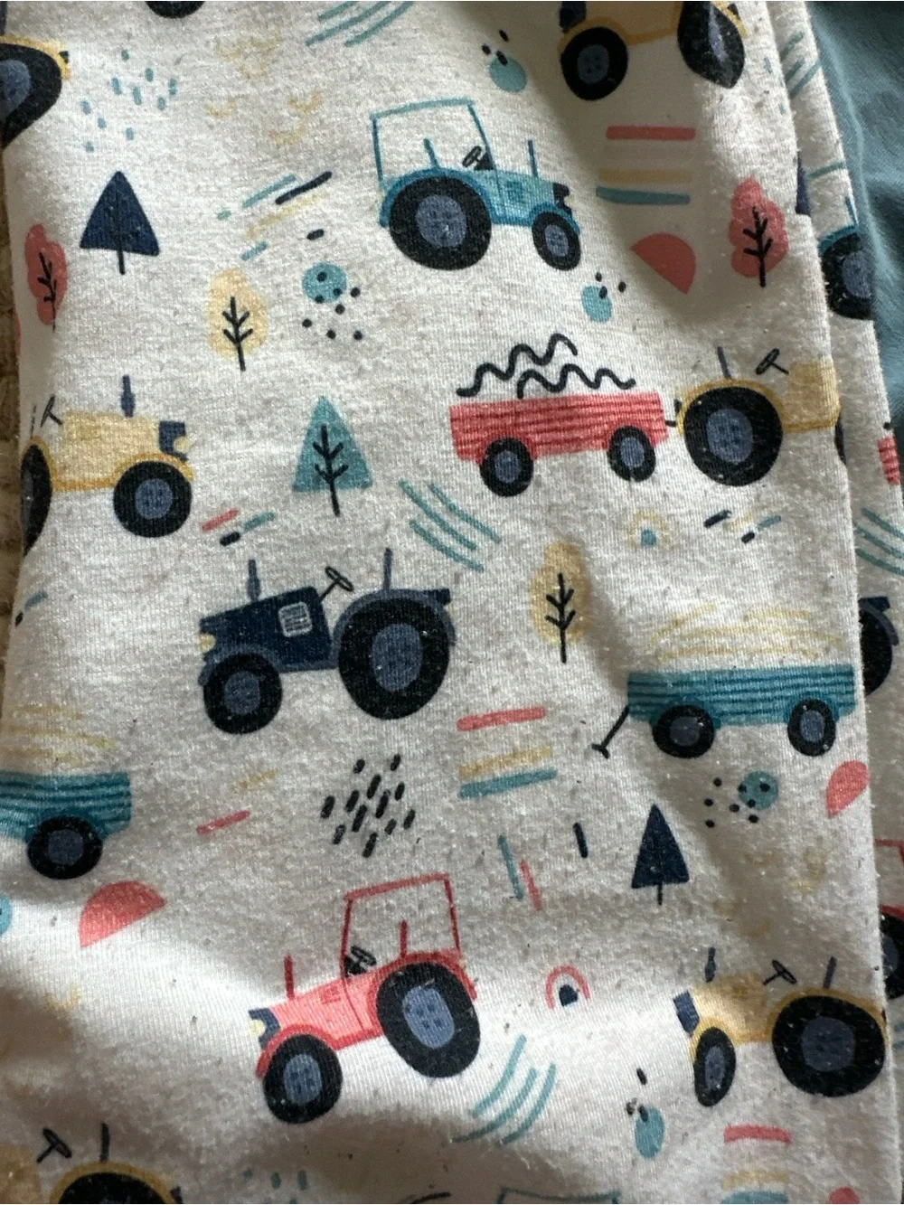 Blue Tractor Embroidered Kids Matching Set - Long Sleeve Top & Printed Pants